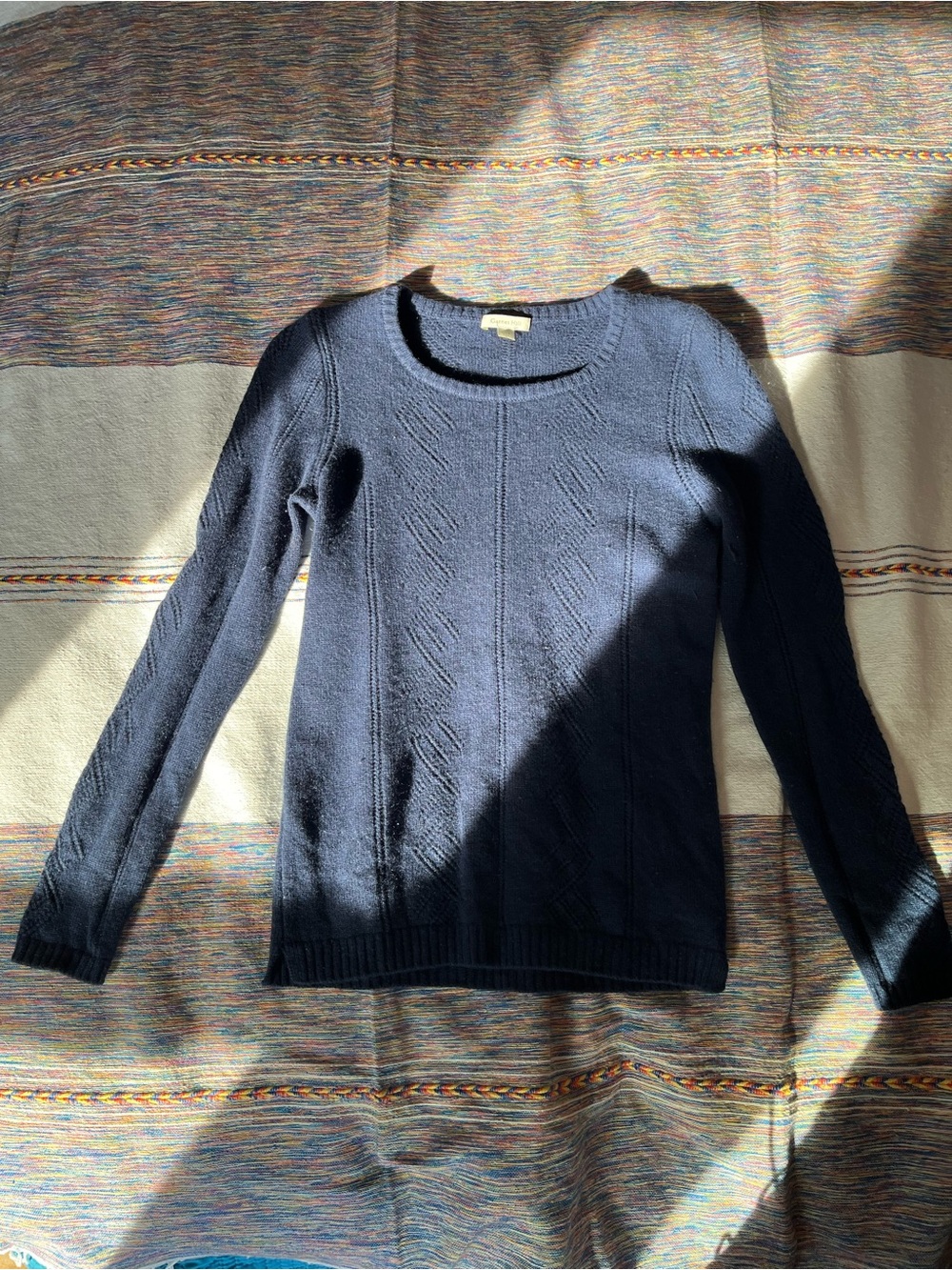 100% Cashmere Garnet Hill Navy Sweater Size Sm